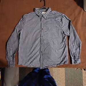 Men's Blue Checkered Casual Button Down Shirt